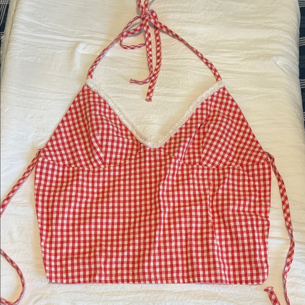 Red Gingham Halter Top